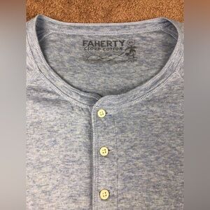 Faherty Cloud Cotton Henley Light Blue Size XL